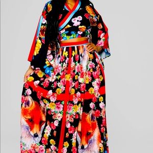 Fiesta Mami Floral Skirt Set - Black/Multi